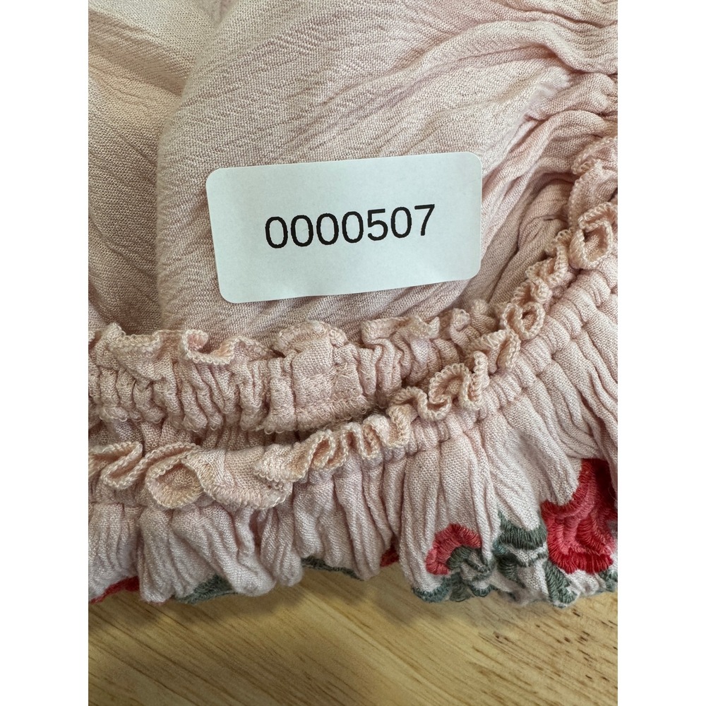 Hollister Womens Small Pink Floral Embroidered Off Shoulder Balloon Sleeve Top - Picture 7 of 7